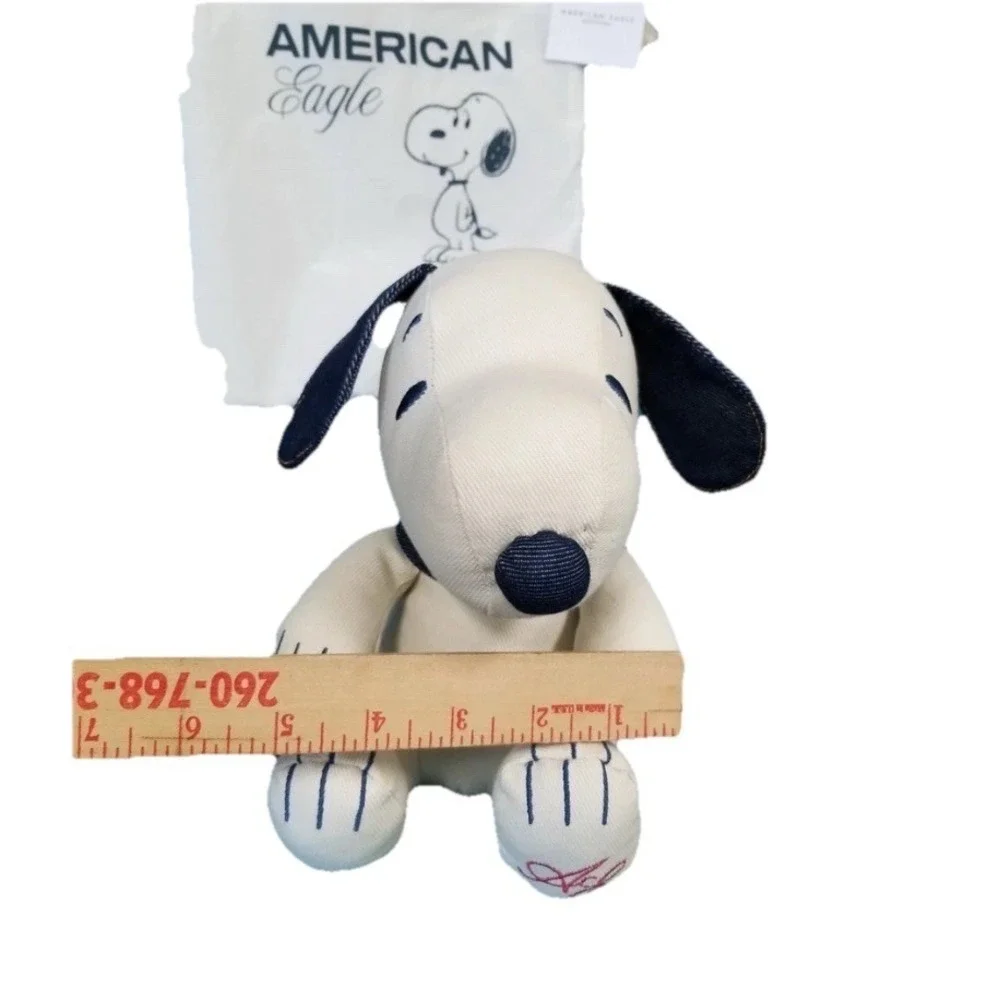 American‎ Eagle + Peanuts Snoopy Canvas Denim Plush Toy Gift Bag Dead Stock NWT